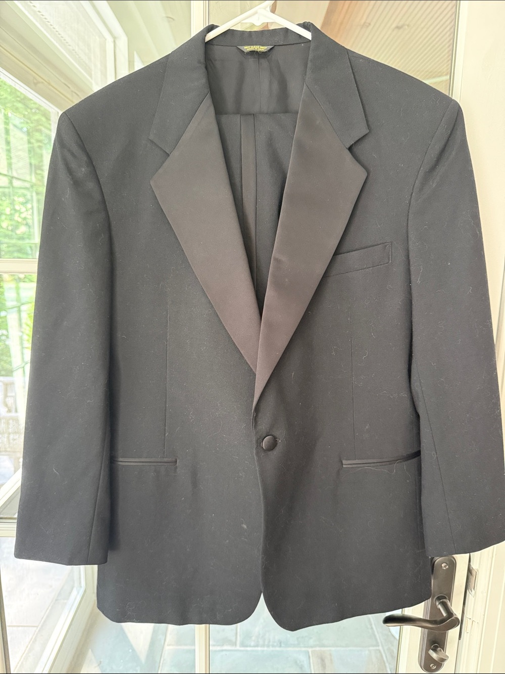 Adolfo Black Men's Satin-Lapel Tuxedo Suit (Jacket and pants)